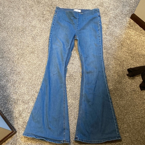 We The Free Denim - Penny pull on we the free dark blue colored bell bottom flare jeans
